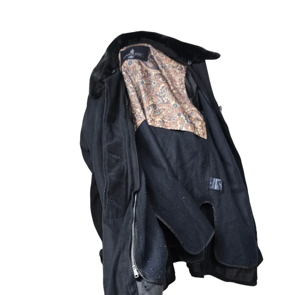 London Fog Black Removeable Lining Button Down Coat S Reg